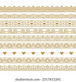 luxury set of ethnic border patterns seamless pattern in vintage style european dividing line page border or fabric pattern collection