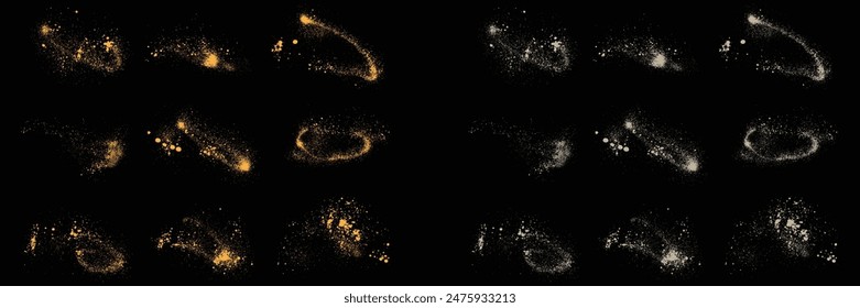 Luxury set of gold glitter and white color grunge texture element