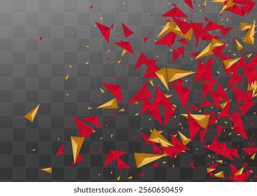 Luxury Shards Graphic Vector Transparent  Background. Business Catalog. Golden Creative Pyramid Brochure. Trendy Magazine.