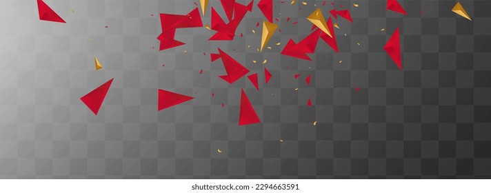 Luxury Shards Modern Vector Transparent Panoramic Background. Trendy Card. Red and Gold Geometric Elements Pattern. Technology Brochure.