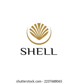 luxury shell boutique logo design. sea food clam vector idea