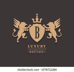 luxury shield with B and griffins