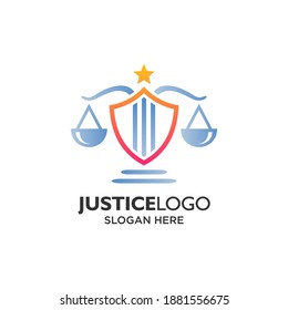 Luxury Shield And Balance Sheet For Law And Attorney Logo Design Template	