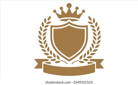 Luxo Shield Crest com coroa e coroa de louro