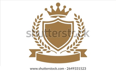 Luxury Shield Crest with Crown and Laurel Wreath