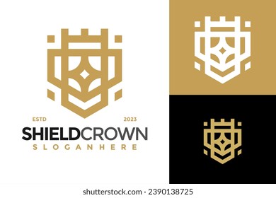 Luxury Shield Crown Logo design vector symbol icon illustration