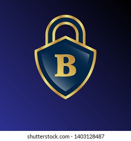 Luxury shield crown sign with letter B. initials ornate signature logotype. luxury crest logo. 