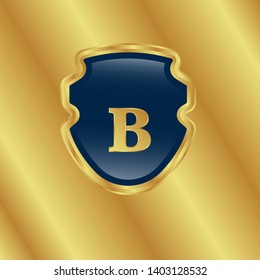 Luxury shield crown sign with letter B. initials ornate signature logotype. luxury crest logo. 