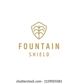 Luxury shield and fountain line logo icon design template flat vector