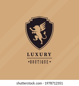 luxury shield with griffin emblem