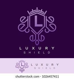 luxury shield initial Letter L Logo design