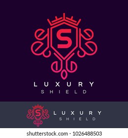 luxury shield initial Letter S Logo design