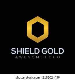 Luxury Shield Logo template in gold color