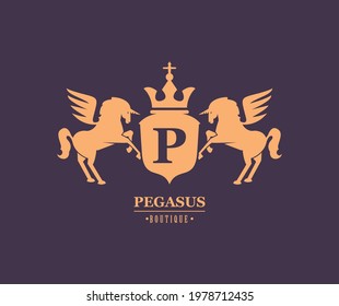 luxury shield with P and pegasus