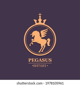 luxury shield with pegasus emblem