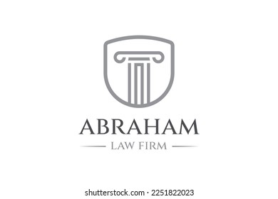 Luxury Shield and pillars logo, representing the protection and the solid foundation by the law.