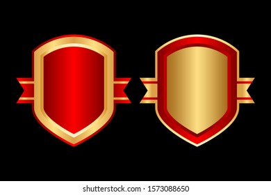 Luxury shield with red and gold color combination, vector design element