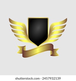 luxury shield wings icon logo design