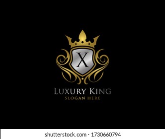 Luxury Shield X Letter Gold Logo Stock Vector (Royalty Free) 1730660794