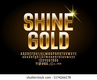 Luxury Shine  Font. Vector Golden Alphabet. Chic Letters, Numbers and Symbols