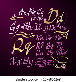 Luxury Shine Font. Vector Golden Alphabet. Elegant Letters.