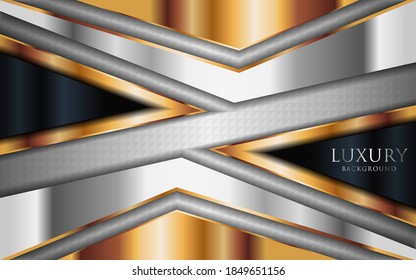 Luxury shinny silver background combine with golden lines element.