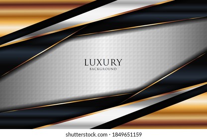 Luxury shinny silver background combine with golden lines element.