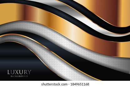 Luxury shinny silver background combine with golden lines element.