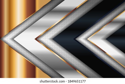 Luxury shinny silver background combine with golden lines element.