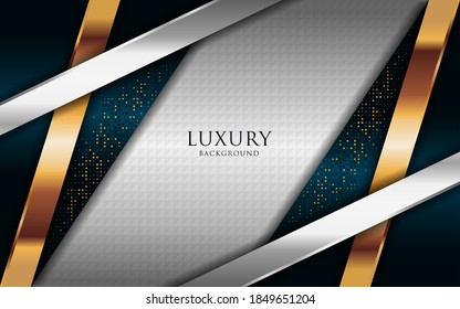 Luxury shinny silver background combine with golden lines element.