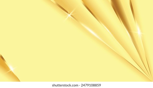 luxury shiny gold gradient background with golden wave thin line papercut design. Premium 3d abstract vector bronze gold glwoing 3d wallpaper