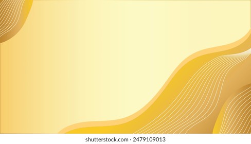 luxury shiny gold gradient background with golden wave thin line papercut design. Premium 3d abstract vector bronze gold glwoing 3d wallpaper