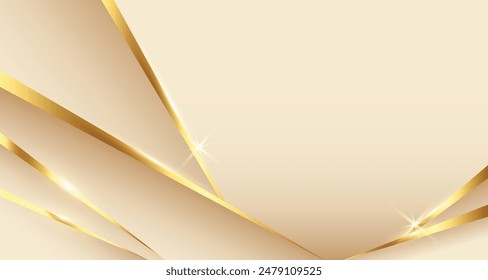luxury shiny gold gradient background with golden wave thin line papercut design. Premium 3d abstract vector bronze gold glwoing 3d wallpaper