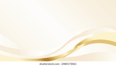 luxury shiny gold gradient background with golden wave thin line papercut design. Premium 3d abstract vector bronze gold glwoing 3d wallpaper