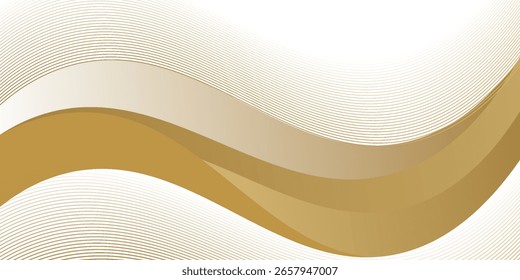 luxuriöser, glänzender goldener Farbverlauf-Hintergrund mit goldener Welle, dünner Linie, Papierschnitt-Design. Premium 3d abstrakte Vektor Bronze Gold glühend 