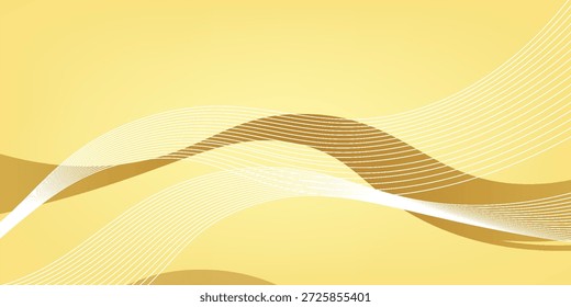 luxury shiny gold gradient background with golden wave thin line papercut design. Premium 3d abstract vector bronze gold glwoing 3d wallpaper