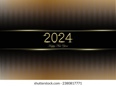 Modelo de cuentagotas lujosas de medio tono de Happy new year 2024, puede ser utilizado en invitación de año nuevo o promoción, lujoso y brillante afiche de promoción de año nuevo 2024, ilustración de vectores