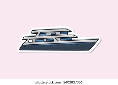 Luxury Ship journey transportation vessel sticker design vector illustration. Sea transportation objects icon concept. Ocean transportation ship yacht for traveling sticker design logo icon.