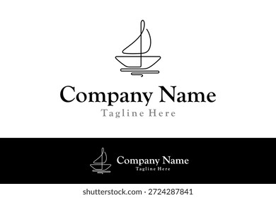 Vector de diseño de logotipo de barco de lujo con estilo de línea 