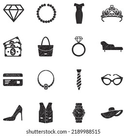 Luxury Shop Icons. Black Scribble Design. Vector Illustration.