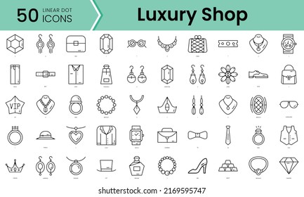 luxury shop Icons bundle. Linear dot style Icons. Vector illustration