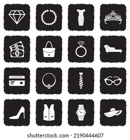 Luxury Shop Icons. Grunge Black Flat Design. Vector Illustration.