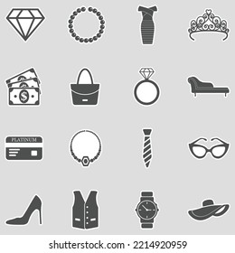 Luxury Shop Icons. Sticker Design. Vector Illustration.