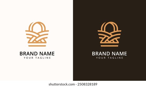 Design de logotipo de loja de luxo. Sacos de compras ícone do logotipo vetor