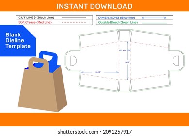 Luxury shopping bag and gift box style dieline template and 3D vector file easily editable