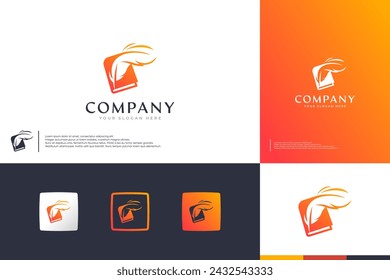 luxury signature, feather and book , identity company, business , logo design template.