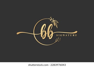 luxury signature initial bb logo design isolated leaf and flower 