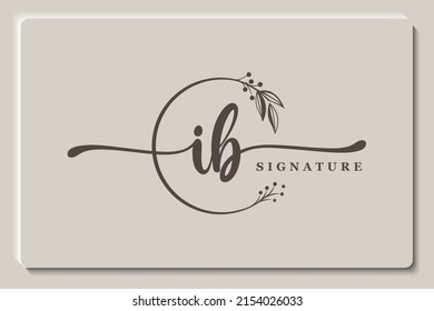 luxury signature initial ib logo design. Handwriting vector logo design illustration image