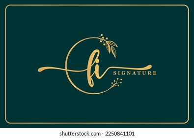 luxury signature initial li logo design isolated leaf and flower 