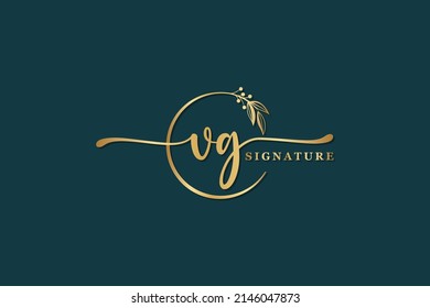 luxury signature logo design initial vg. Handwriting vector logo design illustration image